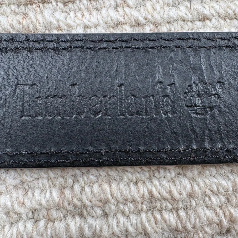 Timberland Leather Belt Mens 46 Black Contrast Stitch Rugged Workwear Utility